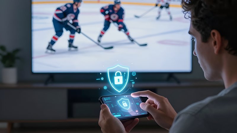 Мужчина использует защищенное соединение на Android, чтобы ставить на КХЛ в 2026 году